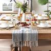 imageDII Farmhouse Braided Stripe Table Runner Collection 15x72 15x77 Fringe Included Navy BlueFrench Blue
