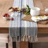 imageDII Farmhouse Braided Stripe Table Runner Collection 15x72 15x77 Fringe Included Navy BlueFrench Blue