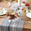 imageDII Farmhouse Braided Stripe Table Runner Collection 15x72 15x77 Fringe Included Navy BlueFrench Blue