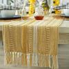 imageDII Farmhouse Braided Stripe Table Runner Collection 15x72 15x77 Fringe Included Navy BlueHoney Gold