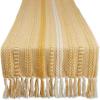 imageDII Farmhouse Braided Stripe Table Runner Collection 15x72 15x77 Fringe Included Navy BlueHoney Gold