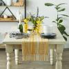 imageDII Farmhouse Braided Stripe Table Runner Collection 15x72 15x77 Fringe Included Navy BlueHoney Gold