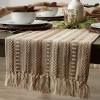 imageDII Farmhouse Braided Stripe Table Runner Collection 15x72 15x77 Fringe Included Navy BlueStone