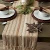 imageDII Farmhouse Braided Stripe Table Runner Collection 15x72 15x77 Fringe Included Navy BlueStone