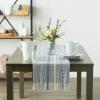 imageDII Farmhouse Braided Stripe Table Runner Collection 15x72 15x77 Fringe Included Navy BlueStonewash Blue