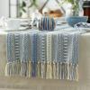 imageDII Farmhouse Braided Stripe Table Runner Collection 15x72 15x77 Fringe Included Navy BlueStonewash Blue