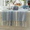 imageDII Farmhouse Braided Stripe Table Runner Collection 15x72 15x77 Fringe Included Navy BlueStonewash Blue