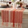 imageDII Farmhouse Braided Stripe Table Runner Collection 15x72 15x77 Fringe Included Navy BlueVintage Red