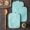 imageDII Heat Resistant Quilted Cotton Pot Holder Set Designed with Space to Personalize Allowing a Customized Design 7x9 Black 3 CountAqua