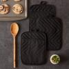 imageDII Heat Resistant Quilted Cotton Pot Holder Set Designed with Space to Personalize Allowing a Customized Design 7x9 Black 3 CountBlack