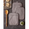 imageDII Heat Resistant Quilted Cotton Pot Holder Set Designed with Space to Personalize Allowing a Customized Design 7x9 Black 3 CountGray