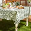 imageDII IndoorOutdoor Vinyl Tabletop Collection Grid Pattern Flannel Backed Tablecloth 70quot Round NavyArtichoke Green