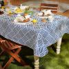 imageDII IndoorOutdoor Vinyl Tabletop Collection Grid Pattern Flannel Backed Tablecloth 70quot Round NavyNavy