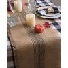 imageDII Jute Burlap Collection Kitchen Tabletop Table Runner 14x72 Double Border Barn RedCenter Stripe Artichoke