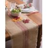 imageDII Jute Burlap Collection Kitchen Tabletop Table Runner 14x72 Double Border Barn RedCenter Stripe Red