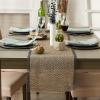 imageDII Jute Burlap Collection Kitchen Tabletop Table Runner 14x72 Double Border Barn RedChevron Gray
