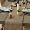 imageDII Jute Burlap Collection Kitchen Tabletop Table Runner 14x72 Double Border Barn RedChevron Gray