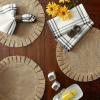 imageDII Jute Burlap Collection Kitchen Tabletop Table Runner 14x72 Double Border Barn RedRuffle Trim Natural