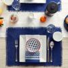 imageDII Jute Burlap Collection Kitchen Tabletop Table Runner 14x72 Double Border Barn RedSolid Blue