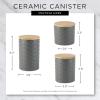 imageDII Kitchen Accessories Collection Textured Matte Ceramic Canister Set Mushroom Vine 3 PieceAntique White