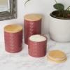 imageDII Kitchen Accessories Collection Textured Matte Ceramic Canister Set Mushroom Vine 3 PieceBarn Red