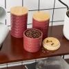 imageDII Kitchen Accessories Collection Textured Matte Ceramic Canister Set Mushroom Vine 3 PieceBarn Red
