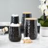imageDII Kitchen Accessories Collection Textured Matte Ceramic Canister Set Mushroom Vine 3 PieceBlack