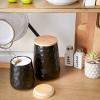 imageDII Kitchen Accessories Collection Textured Matte Ceramic Canister Set Mushroom Vine 3 PieceBlack