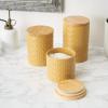 imageDII Kitchen Accessories Collection Textured Matte Ceramic Canister Set Mushroom Vine 3 PieceHoney Gold