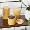 imageDII Kitchen Accessories Collection Textured Matte Ceramic Canister Set Mushroom Vine 3 PieceHoney Gold