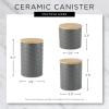imageDII Kitchen Accessories Collection Textured Matte Ceramic Canister Set Mushroom Vine 3 PieceHoney Gold