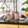 imageDII Kitchen Accessories Collection Textured Matte Ceramic Canister Set Mushroom Vine 3 PiecePale Mauve
