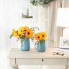 imageDII Kitchen Accessories Collection Textured Matte Ceramic Canister Set Mushroom Vine 3 PieceStorm Blue