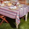 imageDII Patriotic Stripes Tabletop Collection Stain Resistant ampamp Waterproof Table Runner 14x72 Red White ampamp Blue120 x 60 Rectangular