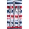 imageDII Patriotic Stripes Tabletop Collection Stain Resistant ampamp Waterproof Table Runner 14x72 Red White ampamp Blue20 x 20 Set of 6