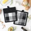 imageDII TriColor Check Collection Kitchen Potholder Set Black 2 PieceBlack