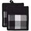 imageDII TriColor Check Collection Kitchen Potholder Set Black 2 PieceBlack