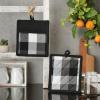 imageDII TriColor Check Collection Kitchen Potholder Set Black 2 PieceBlack