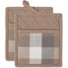 imageDII TriColor Check Collection Kitchen Potholder Set Black 2 PieceStone
