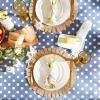 imageDII Vinyl Tabletop Collection Flannel Backed Polka Dot Tablecloth Rectangle 60x84 NaturalStonewash Blue