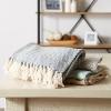 imageDII Woven Basic Tabletop Collection Chevron Table Runner 15x72 GrayFrench Blue