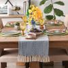 imageDII Woven Basic Tabletop Collection Chevron Table Runner 15x72 GrayNautical Blue