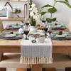 imageDII Woven Basic Tabletop Collection Chevron Table Runner 15x72 GrayStone Blue