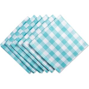imageDII Checkered Tabletop Collection 100 Cotton Machine Washable Tablecloth 52x52 BlackAqua
