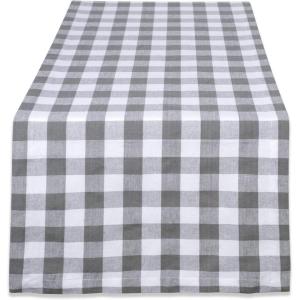 imageDII Checkered Tabletop Collection 100 Cotton Machine Washable Tablecloth 52x52 BlackGrey