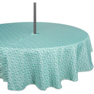 imageDII Diamond Outdoor Tabletop Collection Stain Resistant ampamp Waterproof 60quot Round wZipper Aqua60 in round wZipper
