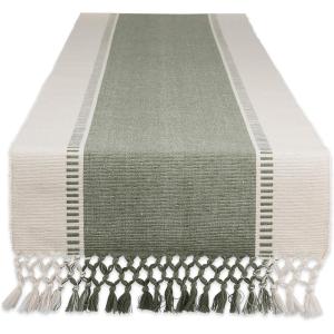 imageDII Dobby Stripe Woven Table Runner 13x108 13x1135 Fringe Included Mineral GrayArtichoke Green