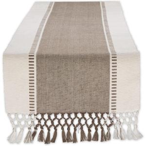 imageDII Dobby Stripe Woven Table Runner 13x108 13x1135 Fringe Included Mineral GrayBrown