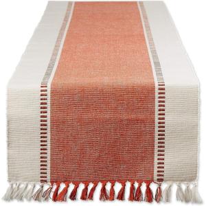 imageDII Dobby Stripe Woven Table Runner 13x108 13x1135 Fringe Included Mineral GrayBurnt Orange
