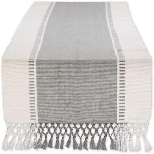 imageDII Dobby Stripe Woven Table Runner 13x108 13x1135 Fringe Included Mineral GrayCool Gray